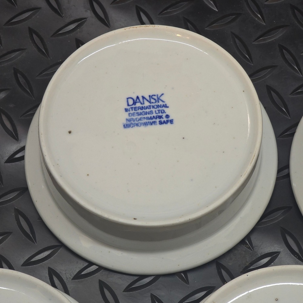 Dansk International Designs Denmark Blue Rim Cream Ramekins Set of 5 Small Bowls - Picture 13 of 13